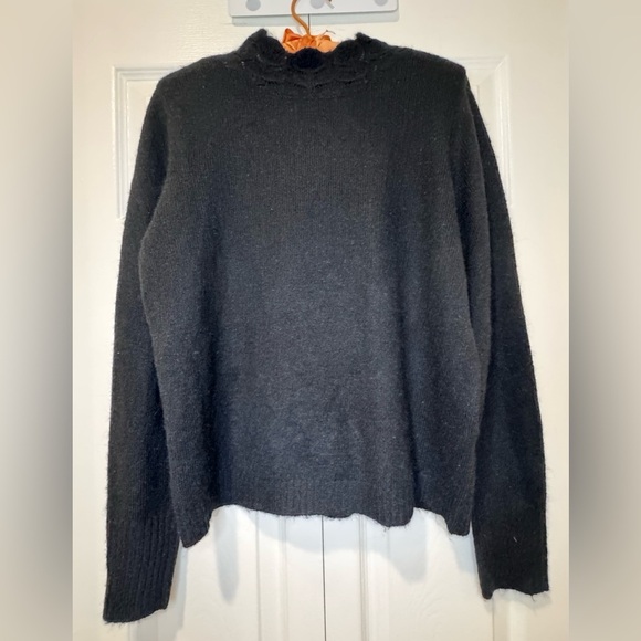 Halogen Pointelle Mock Neck wool Blend Sweater. Rich black. Size Large. NWT - Picture 2 of 14